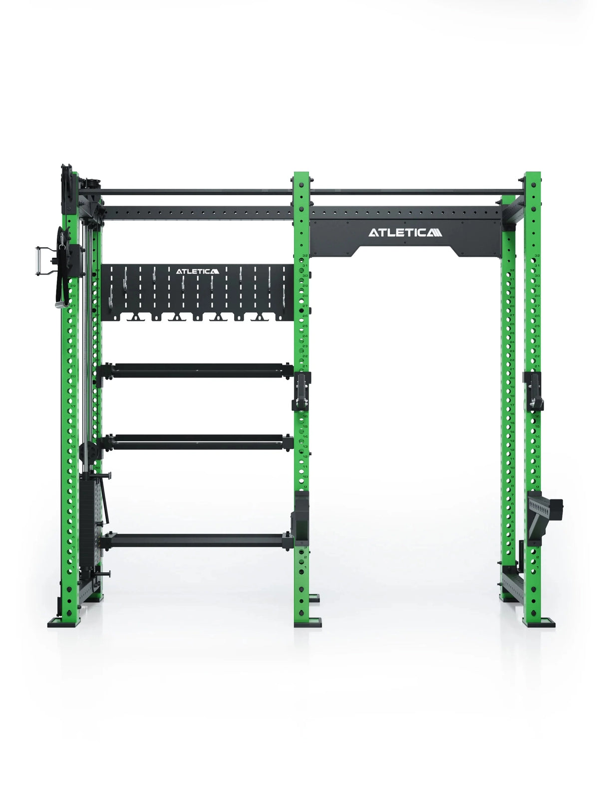 R8 Falcon L Power Rack with pull-up bar, weight plate rack, in Electric Green