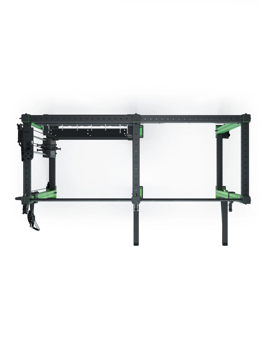 R8 Falcon L Power Rack in Electric Green -  cage with cable pulley top view