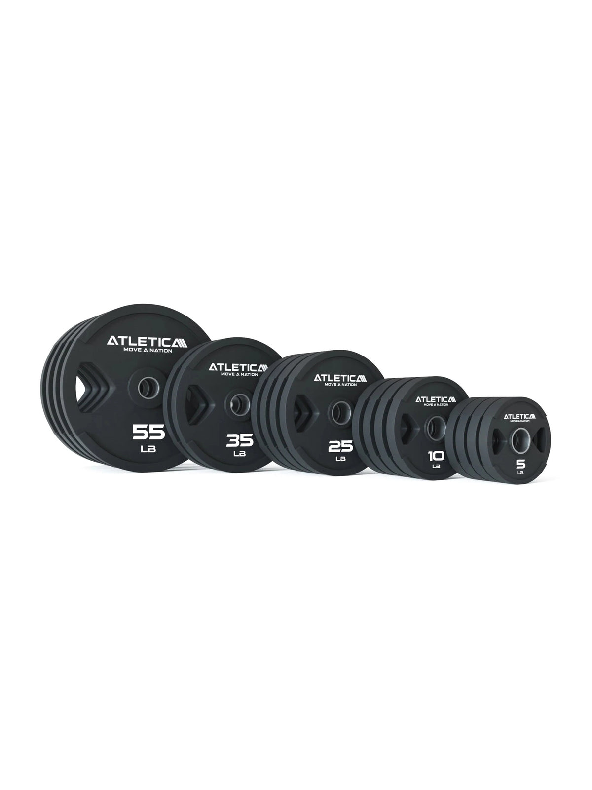 2H Gripper Plates SET - Black Weight Plates with Handles, Weights: 55 lb, 35 lb, 25 lb, 10 lb, 5 lb