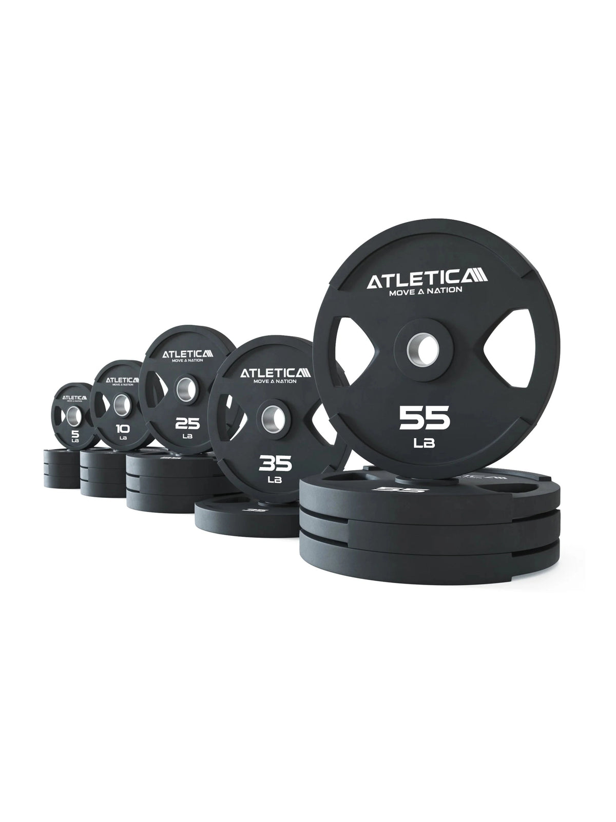 2H Gripper Plates 450 lb Set - Black Weight Plates with Handles, Weights 5 to 55 lb, Stacked