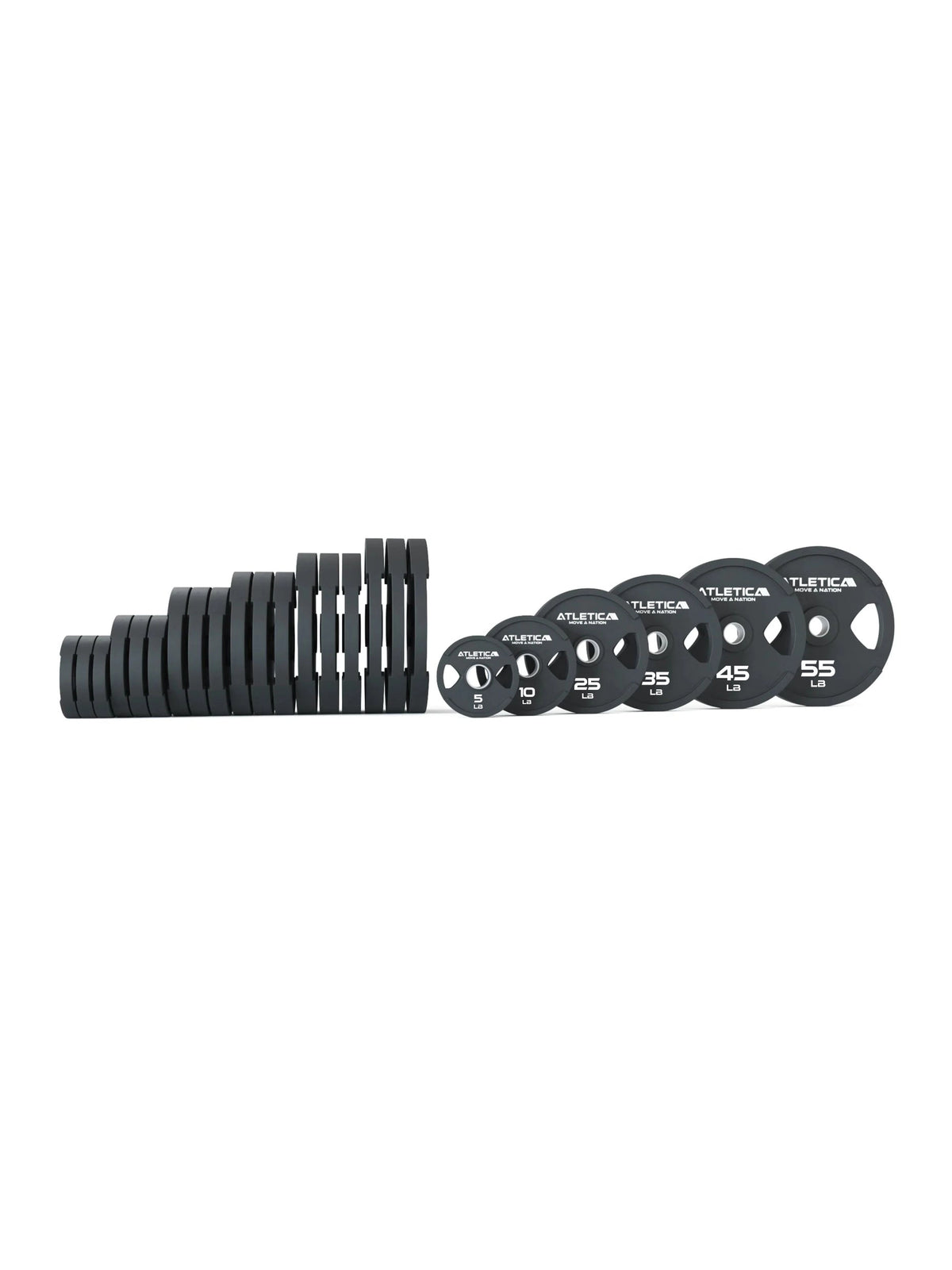 2H Gripper Plates Set complete weight range side by side with grip openings – for squats, bench press and deadlifts