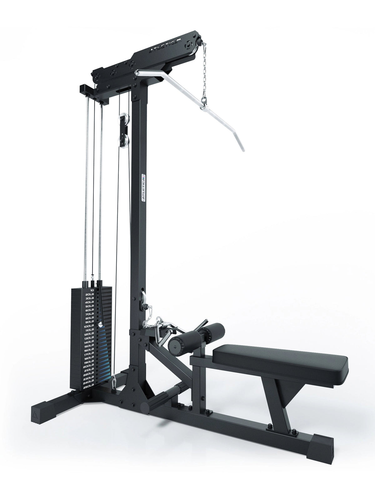 Lat Pulldown Machine with Rowing Handle, Pull Bar, Weight Stack and Comfortable Padded Bench