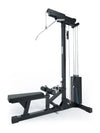 Atletica Lat Pulldown with low row, pull-down bar, lat pulldown seat and 250 lb weight stack