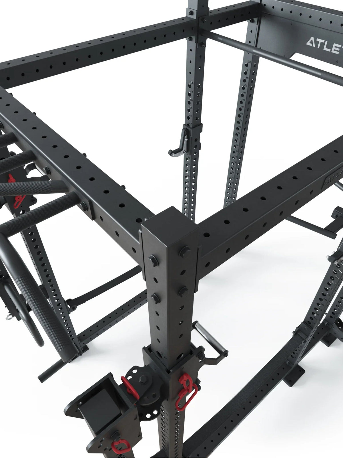 R8 Sentinel PRO - Black Power Rack with Perforations, J-Hooks, Safety Bars