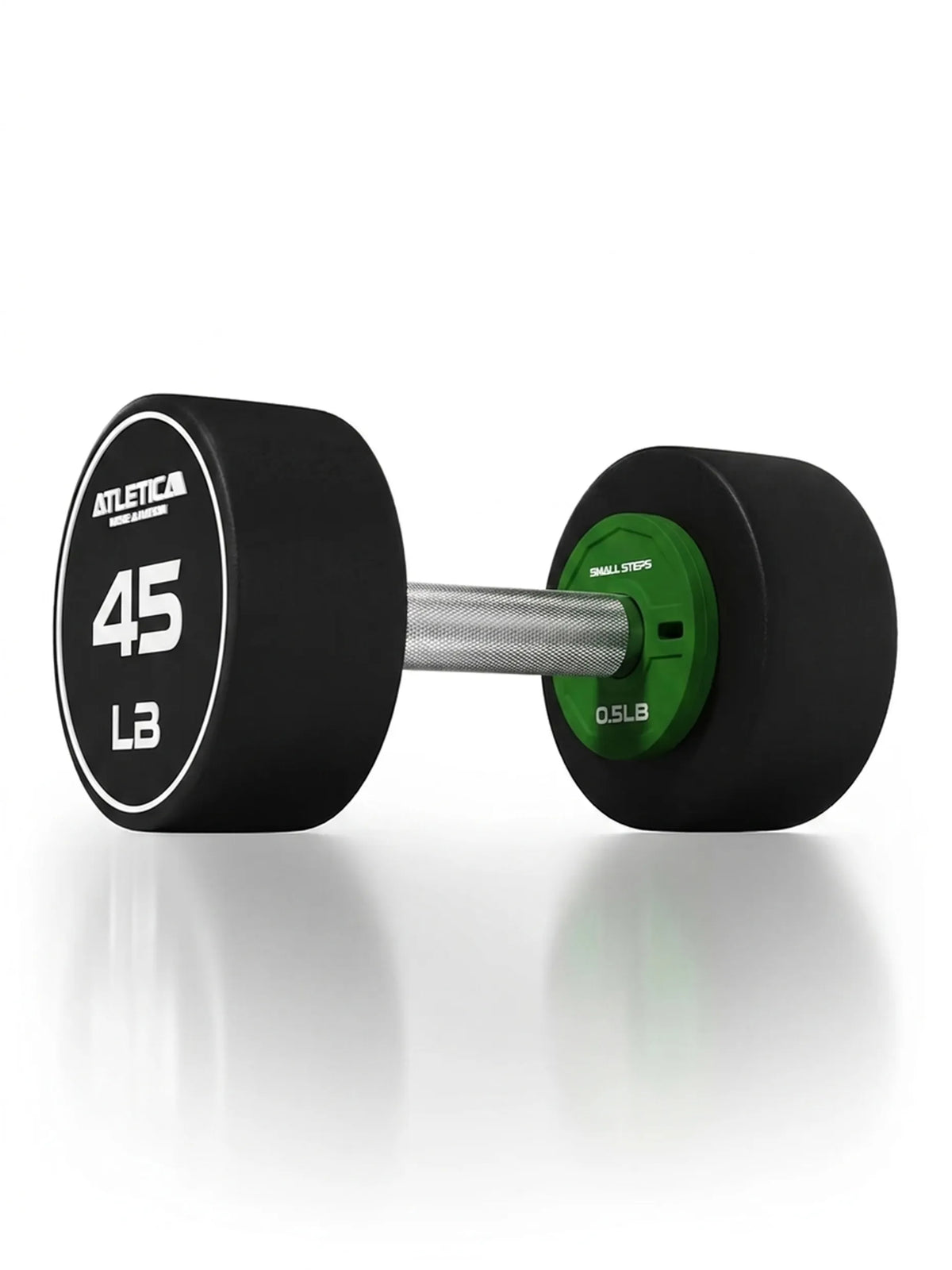 Add-On Flex Plates Colored - 45 lb round dumbbell with green insert, knurled grip
