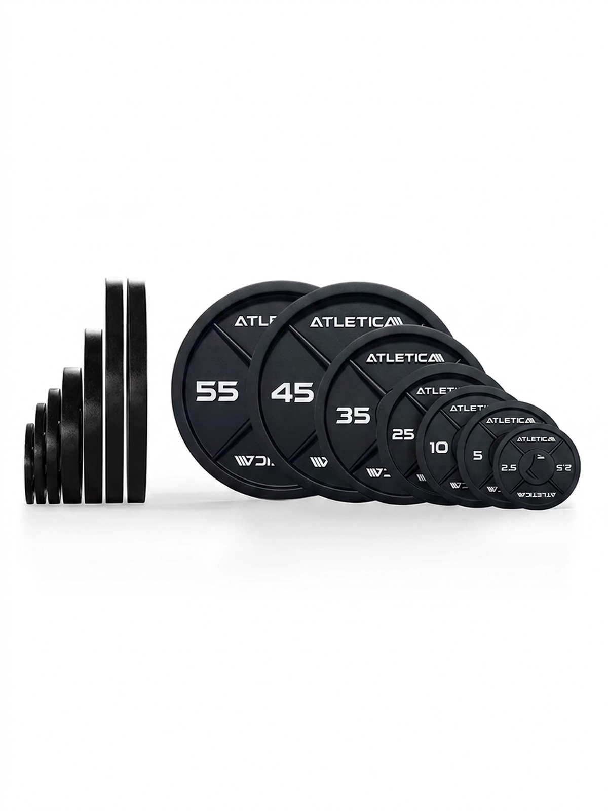 Iron Plates 355 lb Set with black weight plates in various sizes