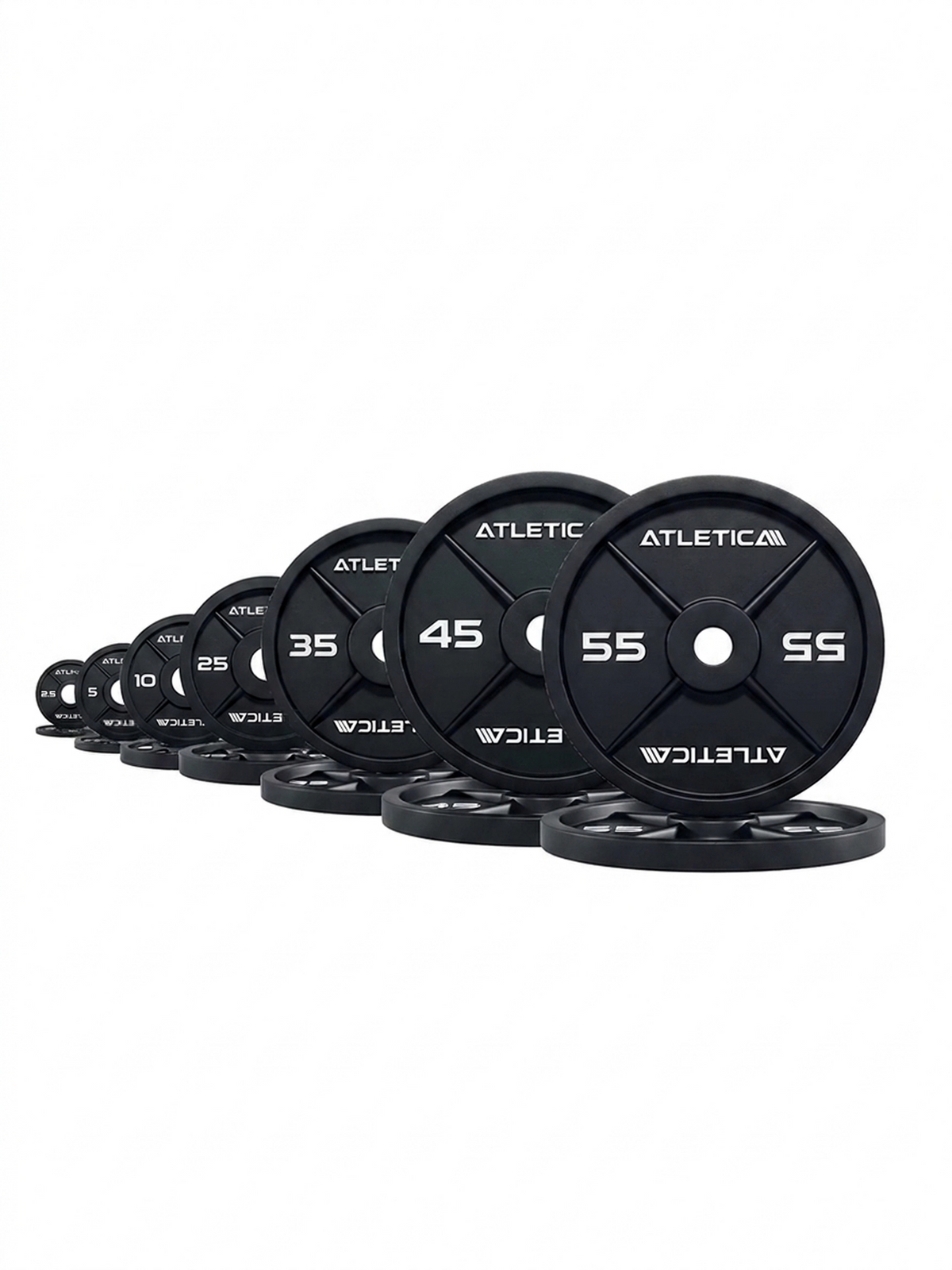 Iron Plates 355 lb Set with black weight plates in various weight classes