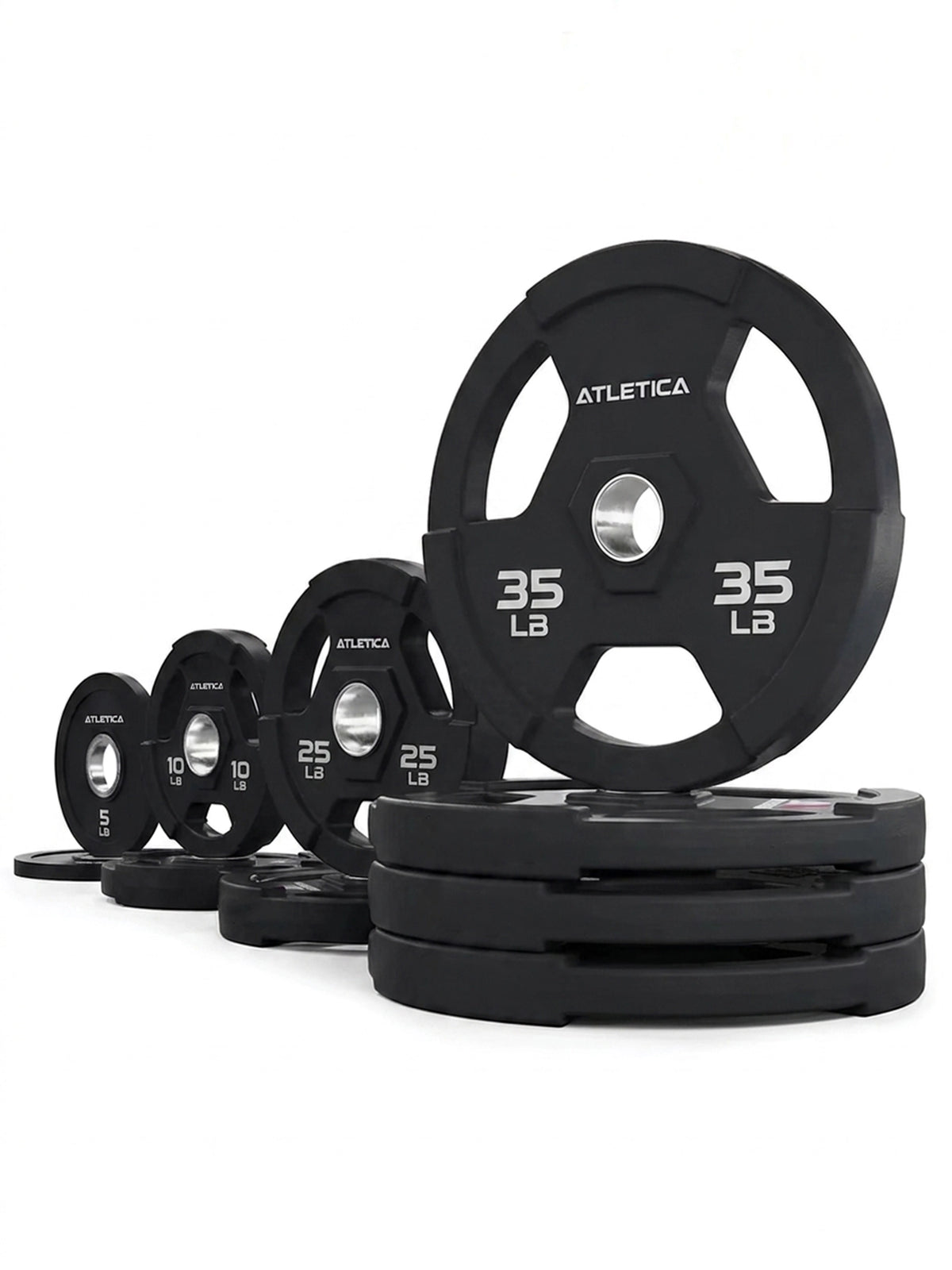 3H Gripper Plates 220 lb Set with stacked and upright standing weight plates