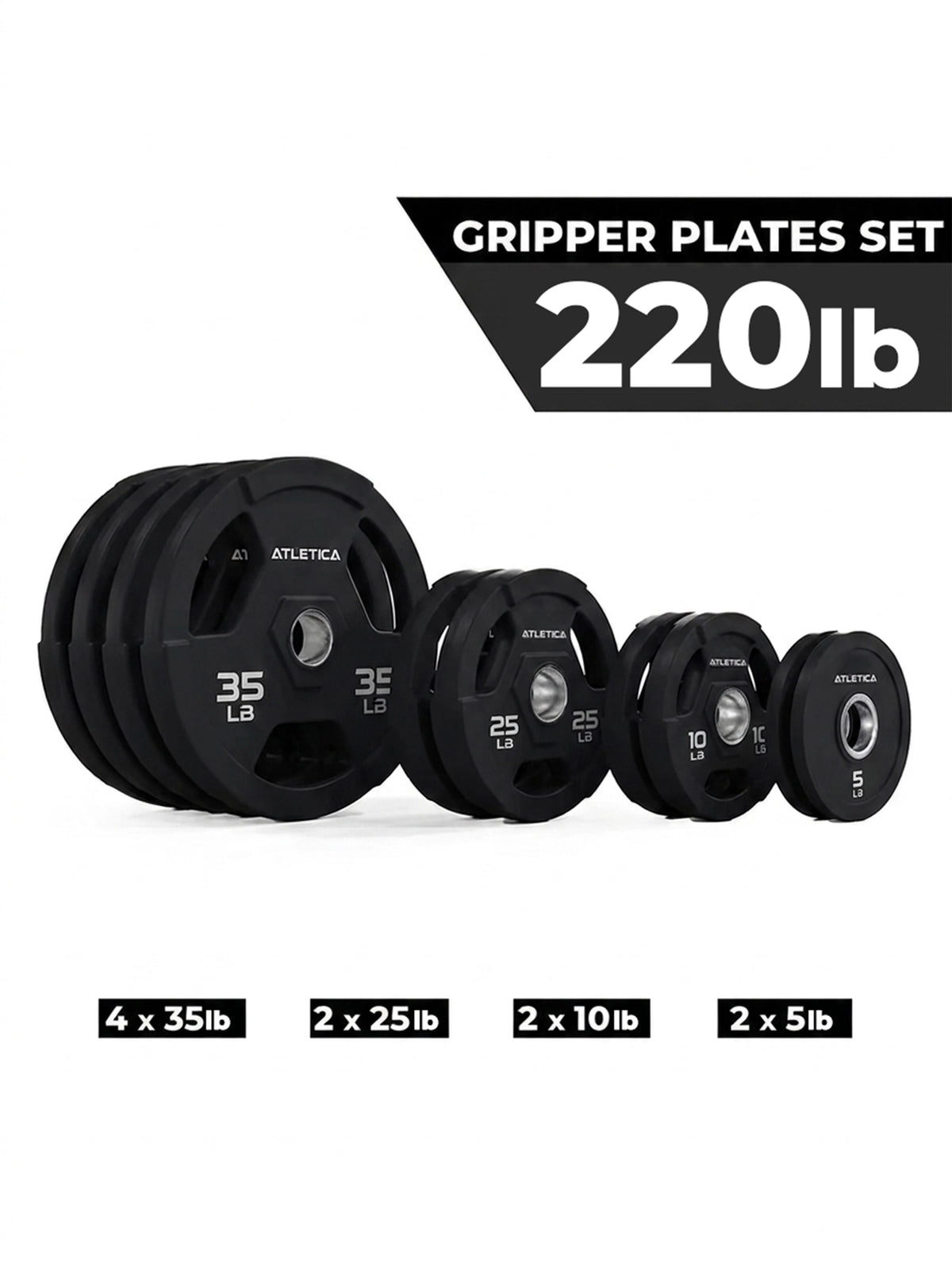 3H Gripper Plates 220 lb Set consisting of 2x5 lb | 2x10 lb | 2x 25 lb | 4x 35 lb