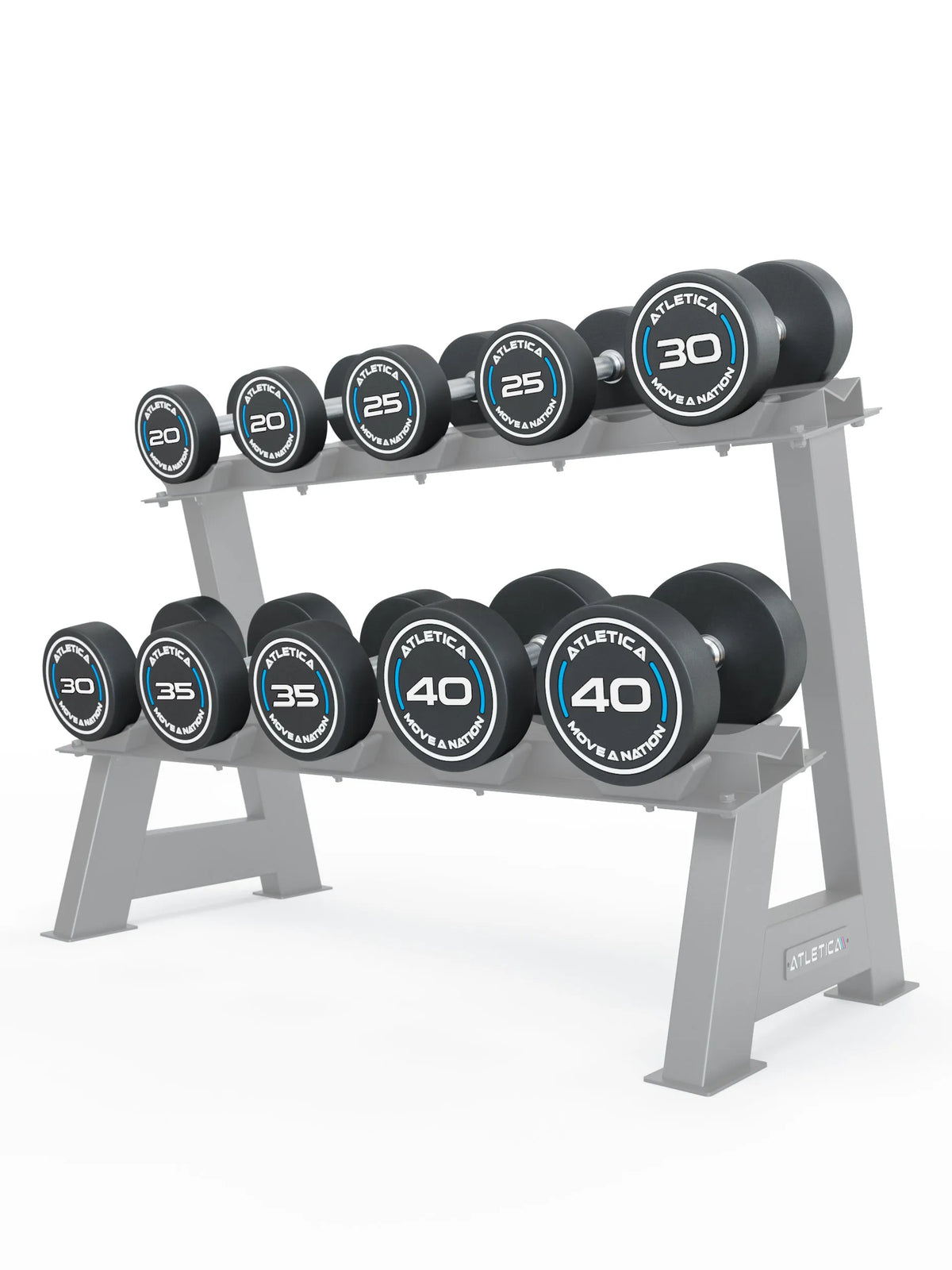 Round Dumbbells PRO Set 2 Advanced - two-tier dumbbell stand with ten dumbbells