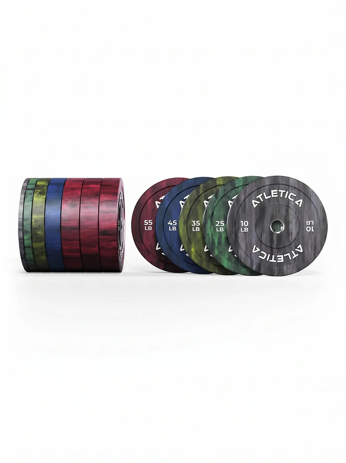 Fusion Bumper Plates 450 lb Set - colorful weight plates, weights: 55 lb, 45 lb, 35 lb, 25 lb, 10 lb