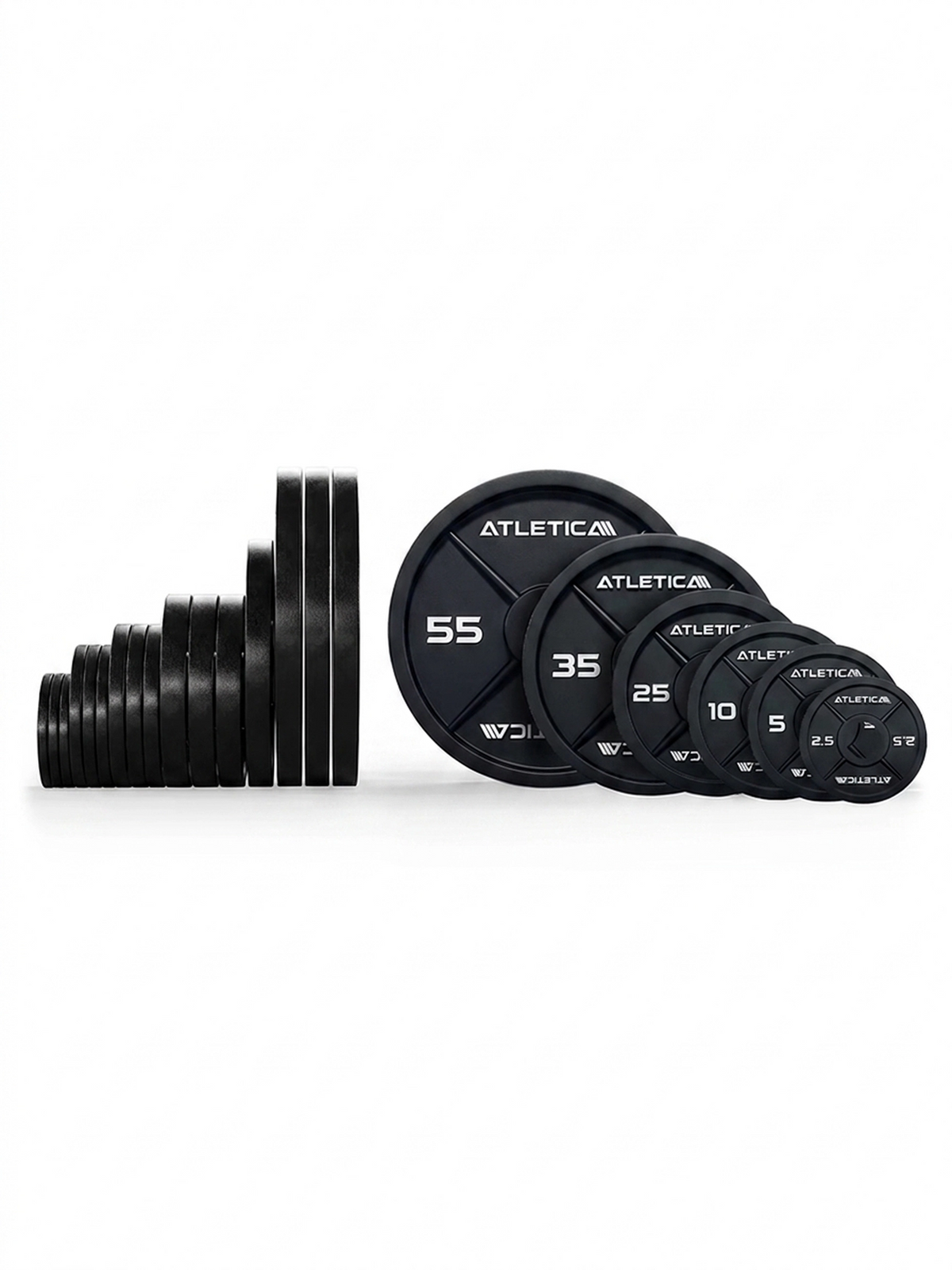 Iron Plates 460 lb Set with black weight plates in various sizes for strength training