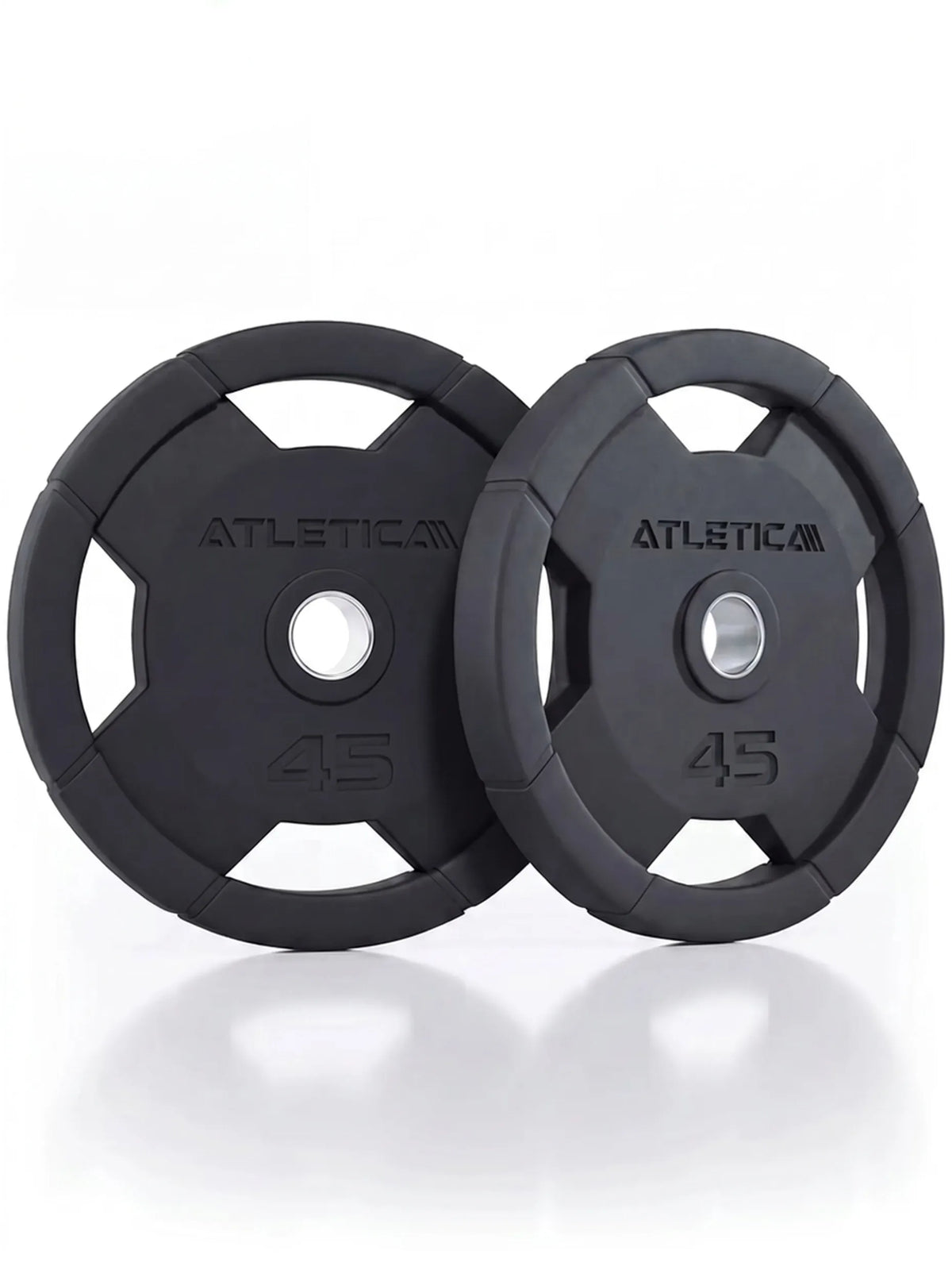 Atletica 4H rubber-coated gripper plates 2x45 lb, pair side by side