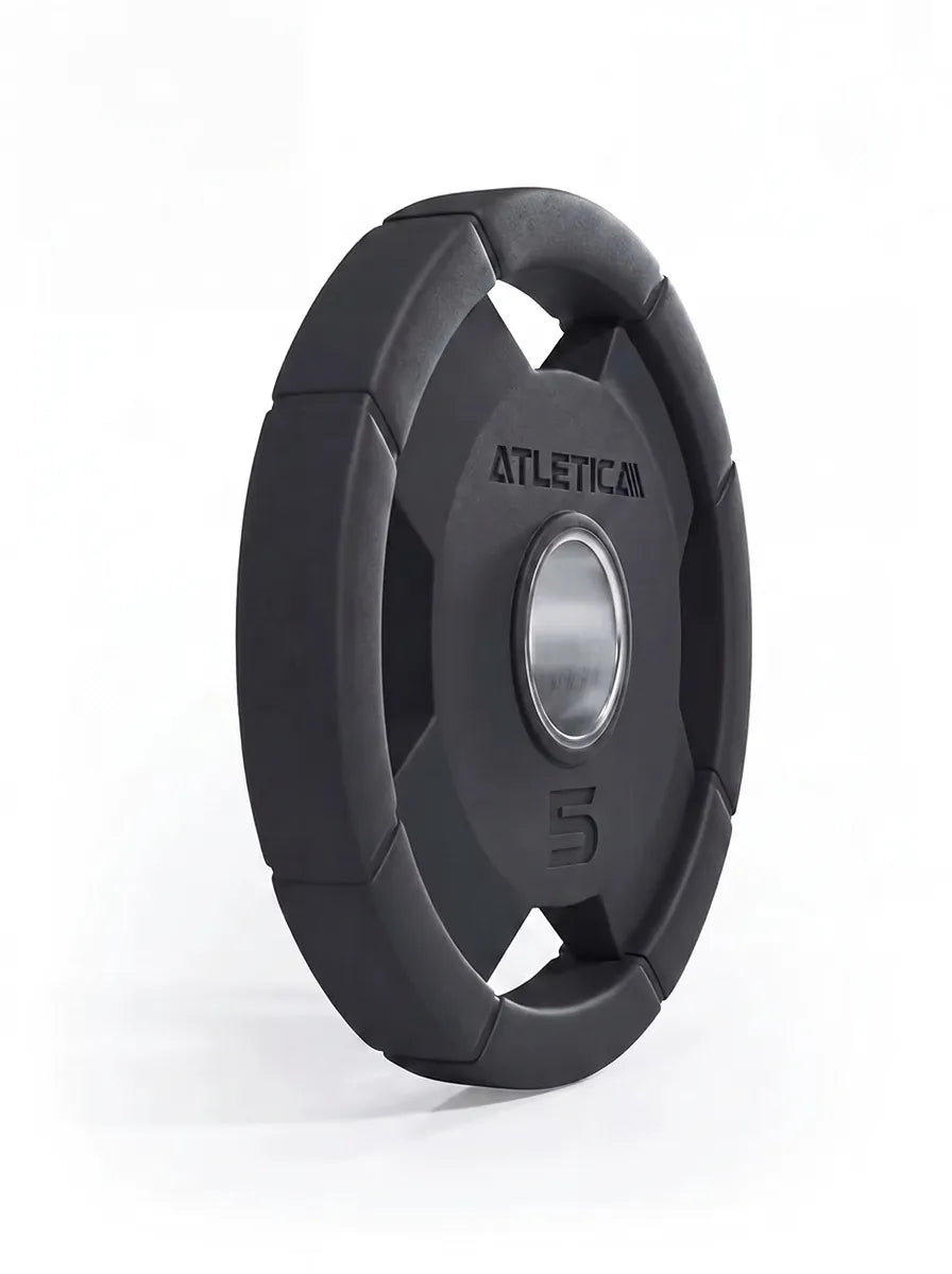 Atletica 4H gripper plate 5 lb, side view standing upright
