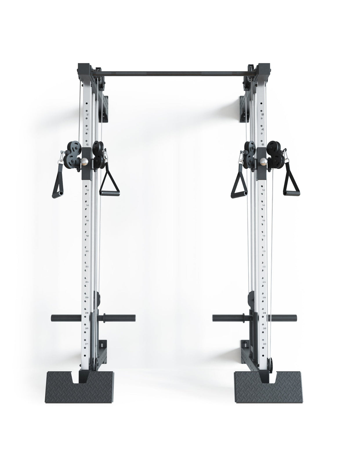 R8 Nitro Cable Rack - functional trainer with two adjustable cable pulls, handles, weight plate holders