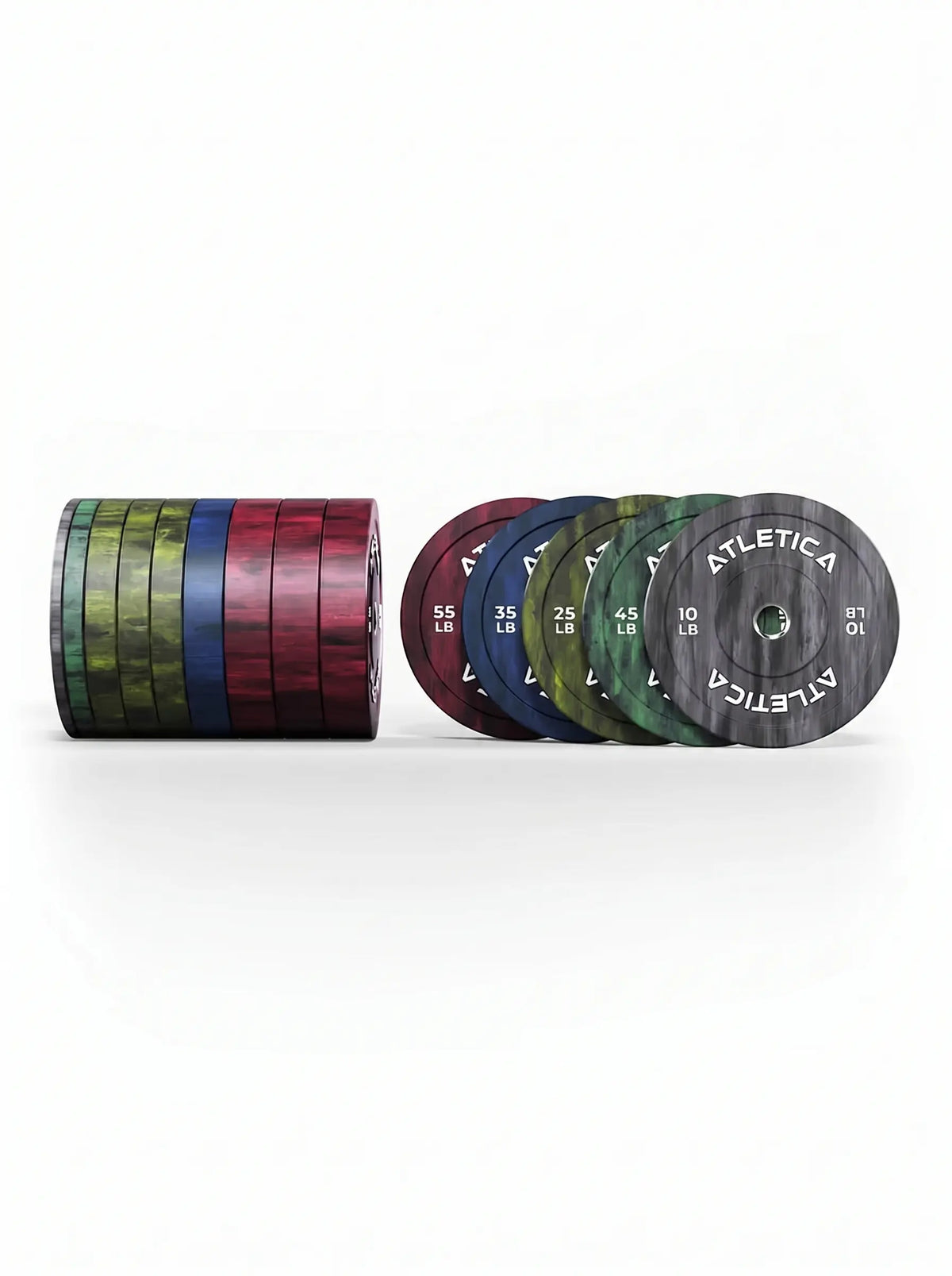 Fusion Bumper Plates 505 lb Set  - colorful weight plates, for weightlifting and functional training