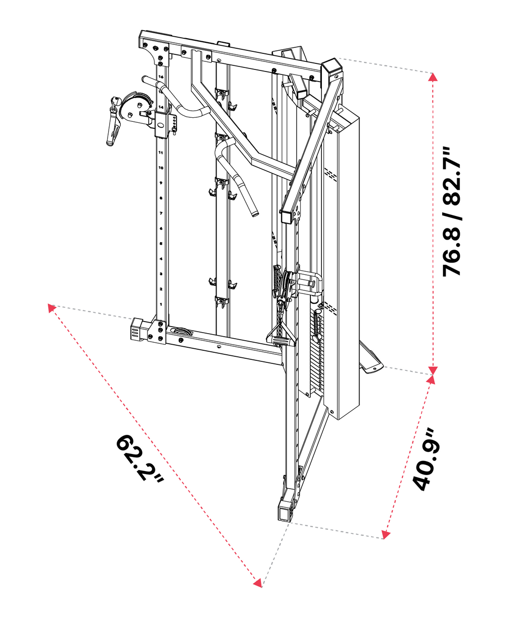 Compact Set with X-Five Low Functional Trainer, 77 inches tall with dual cable columns, plus Raptor Bench