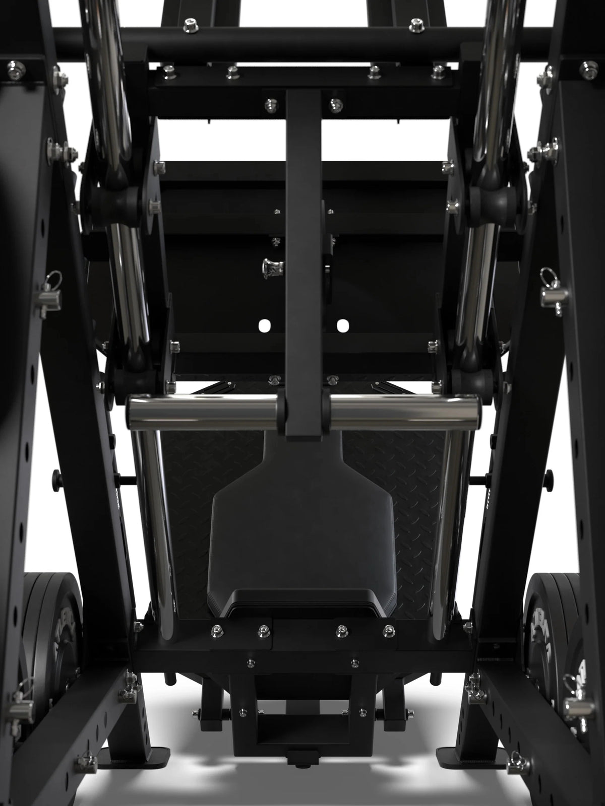 HIVE Leg Press Front View Guide Rails and Foot Plate Centered