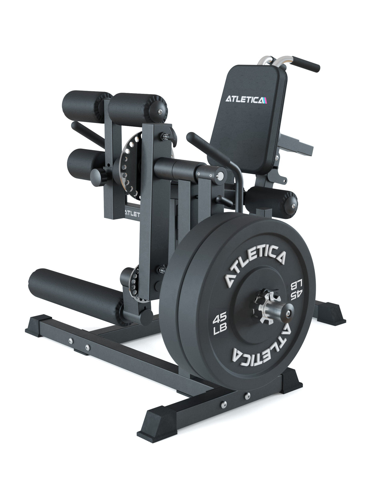 Atletica Fullbody Multi-Trainer: leg extension and leg curl with weight plates