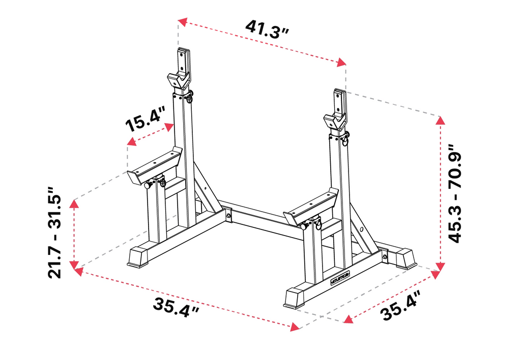 Atletica Dome adjustable squat stand with barbell rests and sturdy base