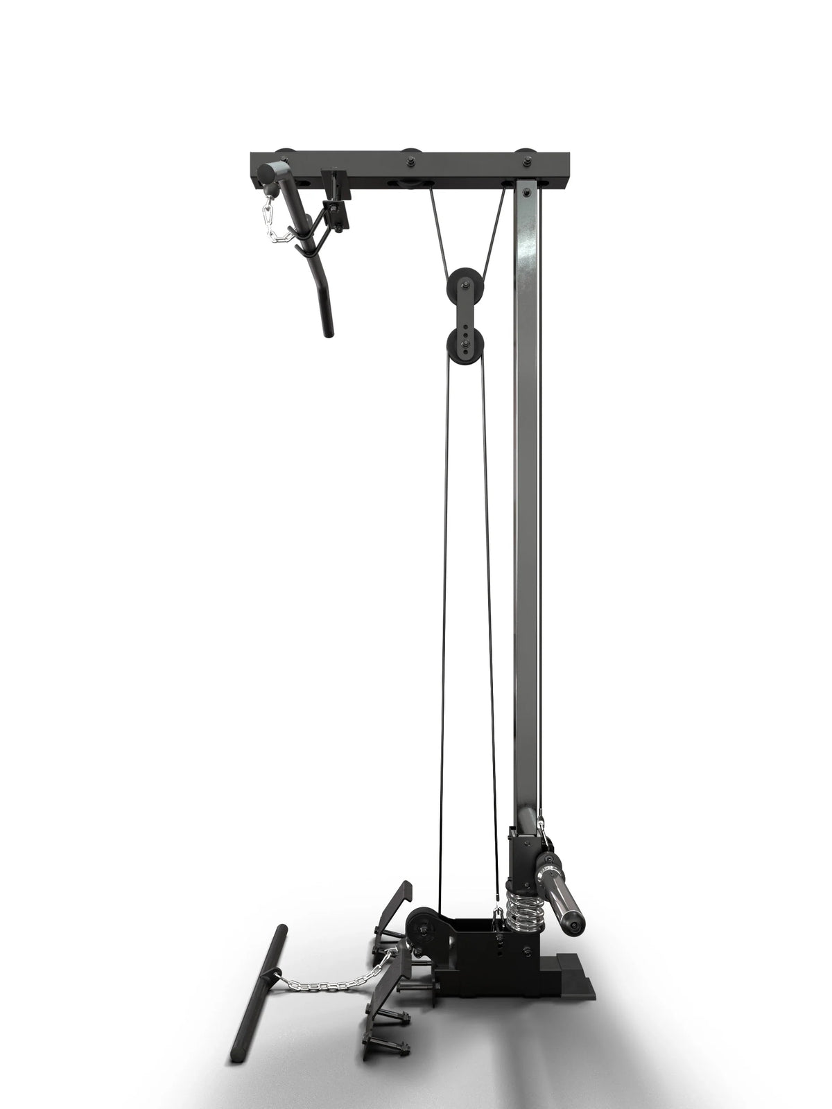Atletica R7 Lat Pulldown Plate Load Low Version, with Lat Pulldown Bar and Knee Pad - Side View