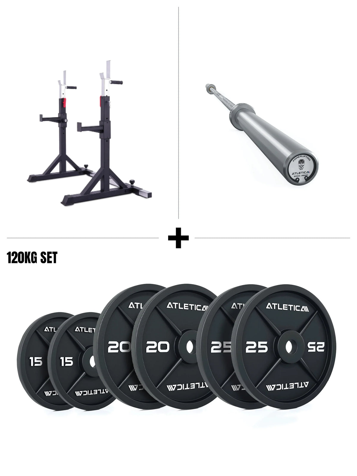 Free Stands Set with Rack, Barbell and 265 lb Iron Plates