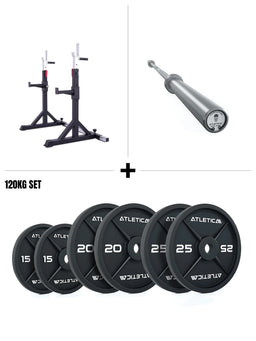 Free Stands Set with Rack, Barbell and 265 lb Iron Plates