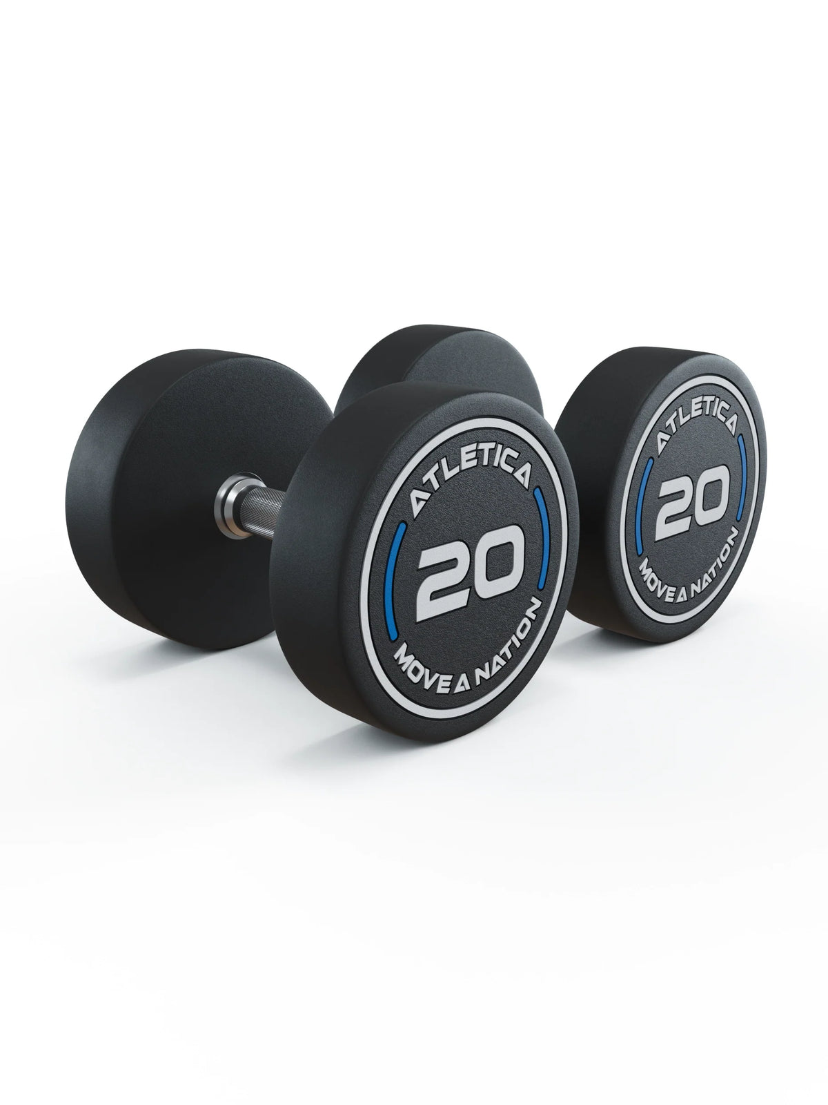 Atletica PRO round dumbbells 44 lb (20 kg), pair, angled view