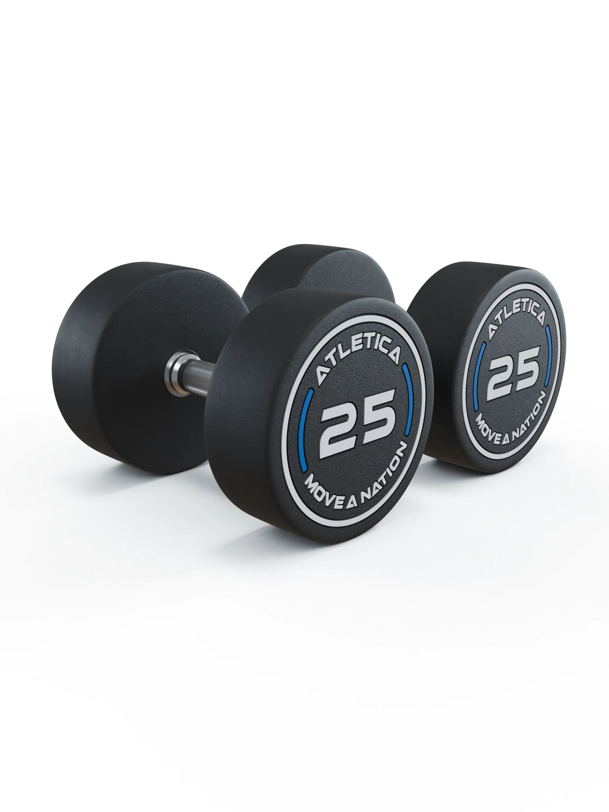 Atletica PRO round dumbbells 55 lb (25 kg), pair, angled view