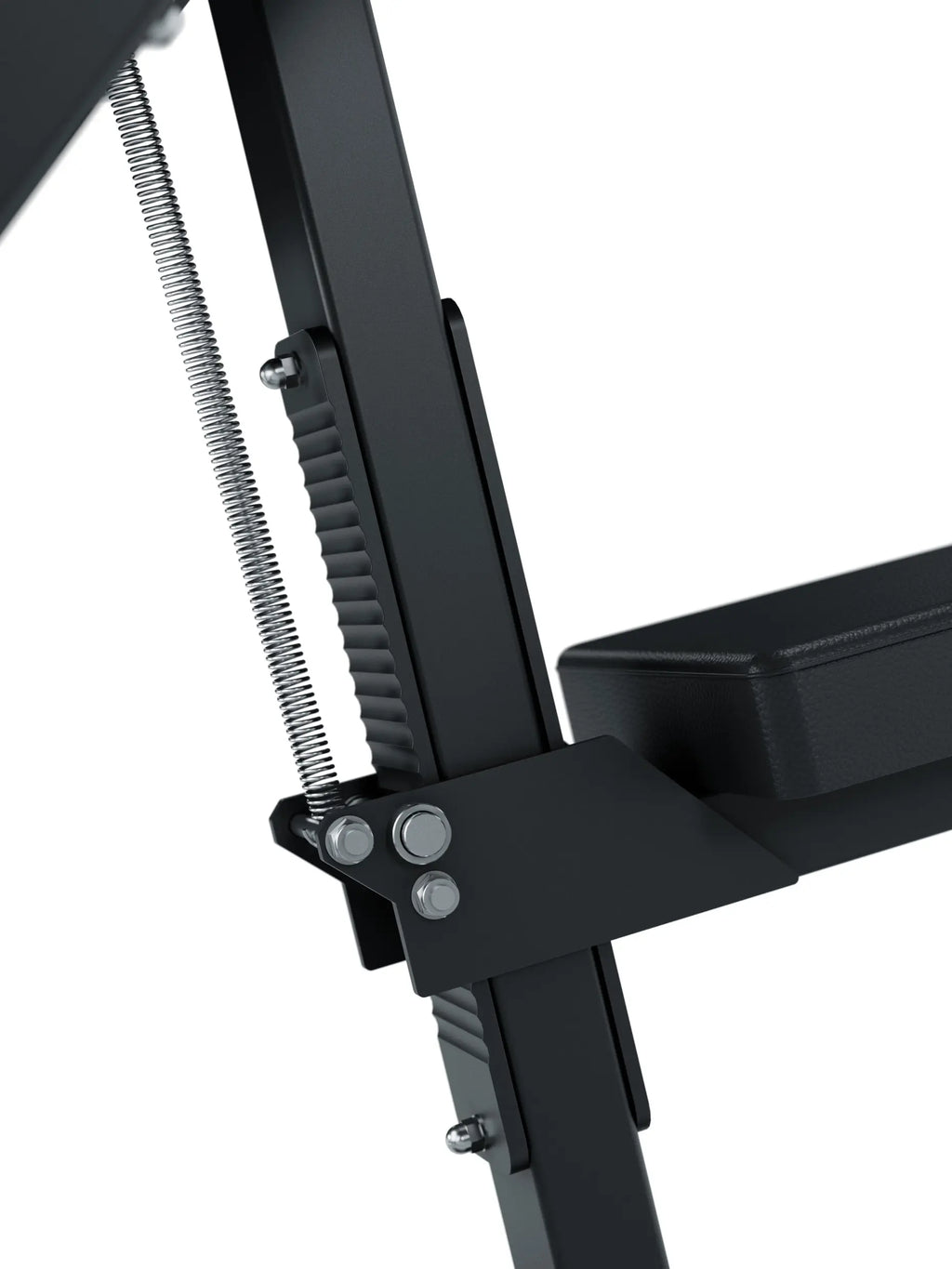 Preacher Curl biceps bench - spring mechanism and padding for seat adjustment