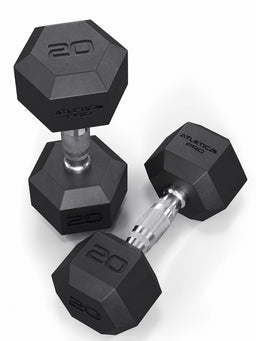 Hexagon PRO Dumbbells - hexagonal dumbbells 20 lb, black heads, silver handles