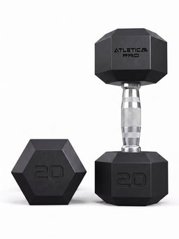 Hexagon PRO Dumbbells - Hexagonal Dumbbells, One Standing, One Lying, Weight 20 lb