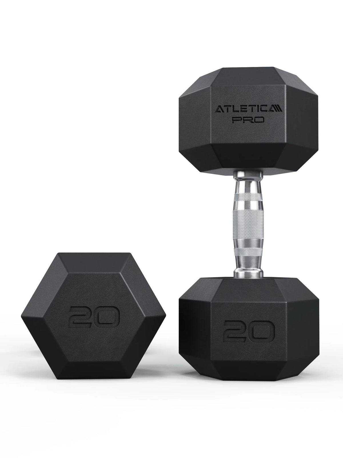 Hexagon PRO SET Cerberus - Two hexagonal dumbbells, one standing, one lying, 40 lb