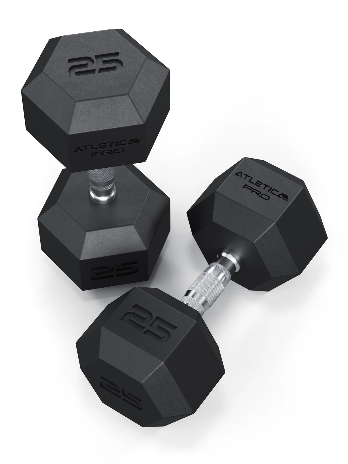 Hexagon PRO SET Cerberus - Two Black Hexagon Dumbbells 50 lb, Knurled Handles