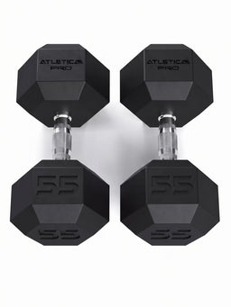 Hexagon PRO Dumbbells - hexagonal Dumbbells, weight 55 lb, silver handles