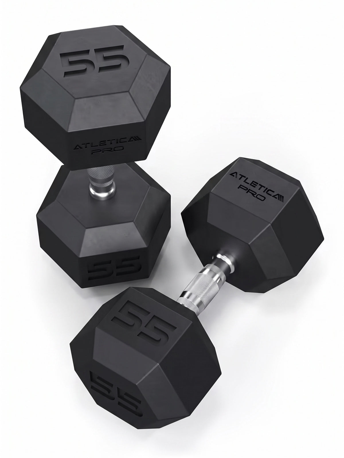 Hexagon PRO Dumbbells - hexagonal Dumbbells, 55 lb, knurled Handles
