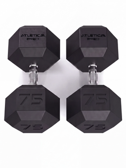 Hexagon PRO Dumbbells -hexagonal dumbbells 75 lb Pair, silver handles