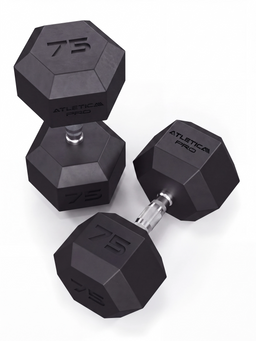Hexagon PRO Dumbbells - Hexagonal Dumbbells, Weight 75 lb, Silver Handles