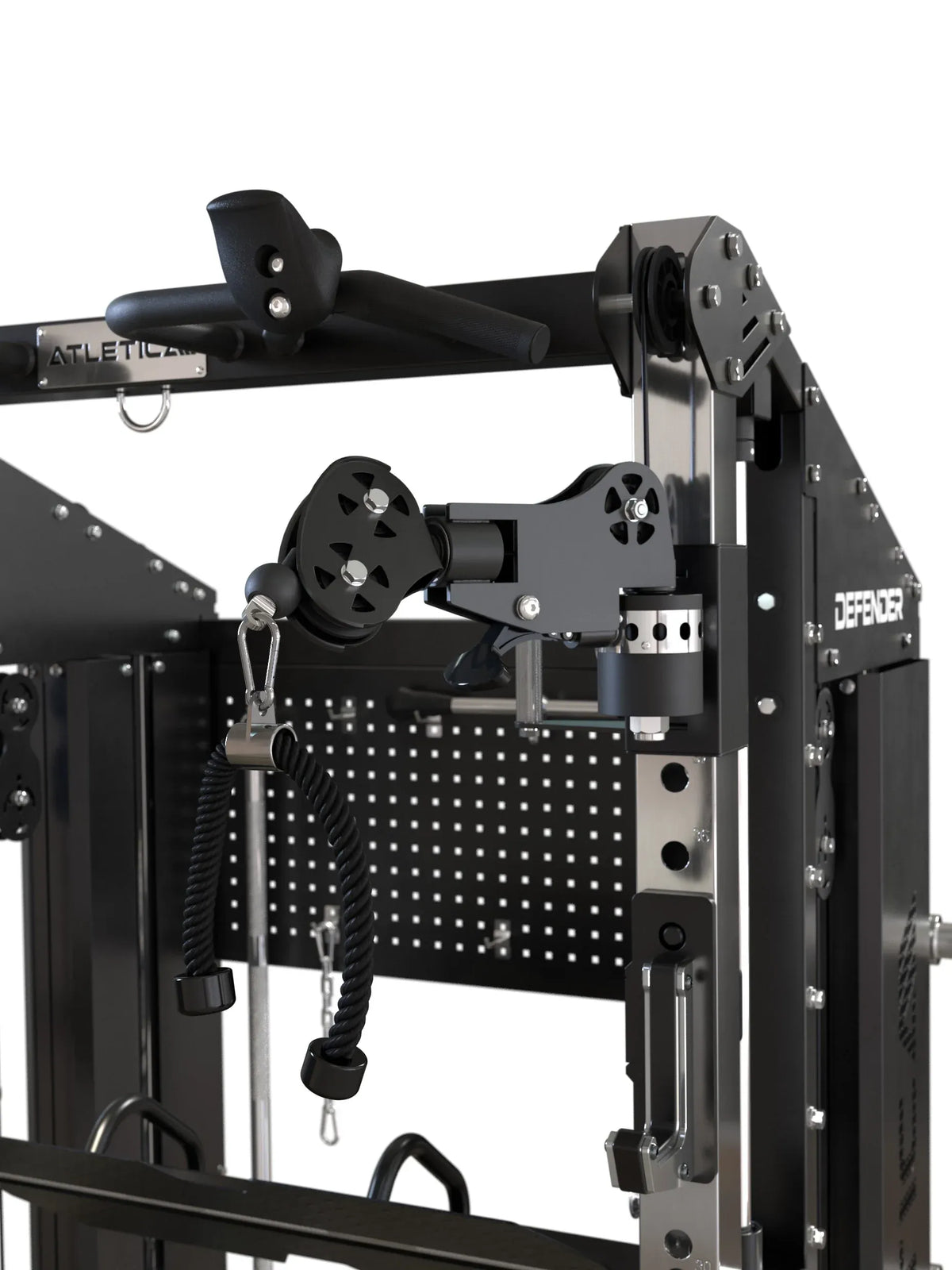 Defender Smith Machine with Pull-Up Bar, cable pull, handles and Storage System