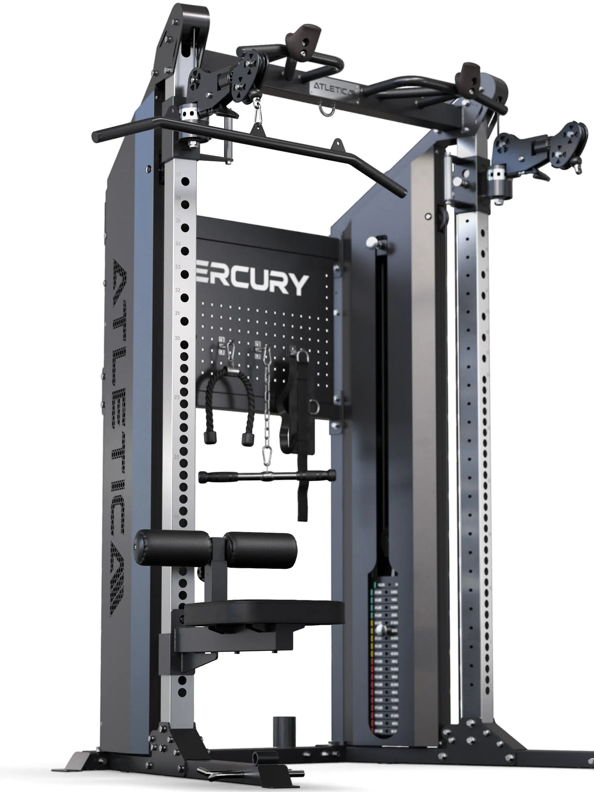 Lat Pulldown Seat - Home Gym with Lat Pulldown, Cable Pulley, Weight Plate Holder, padded Leg Support