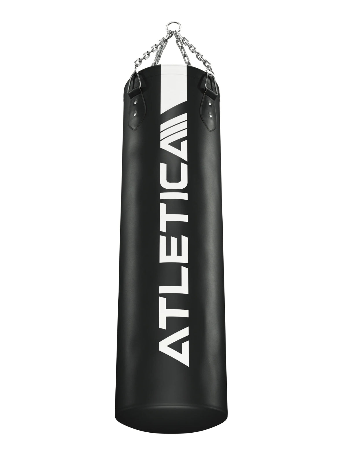 Black Punching Bag with Chain, Leather Suspensions, for Boxing Training