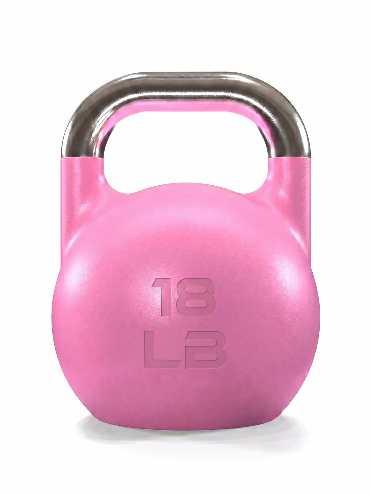Competition Kettlebell Set - pink kettlebell, 18 lb, chromed handle, for competition and Functional Training