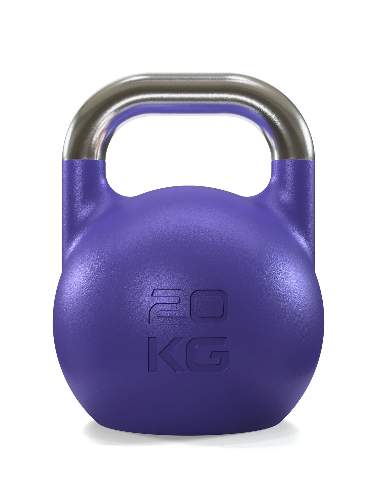 Atletica competition kettlebell 44 lb, purple, rear view with embossed weight marking
