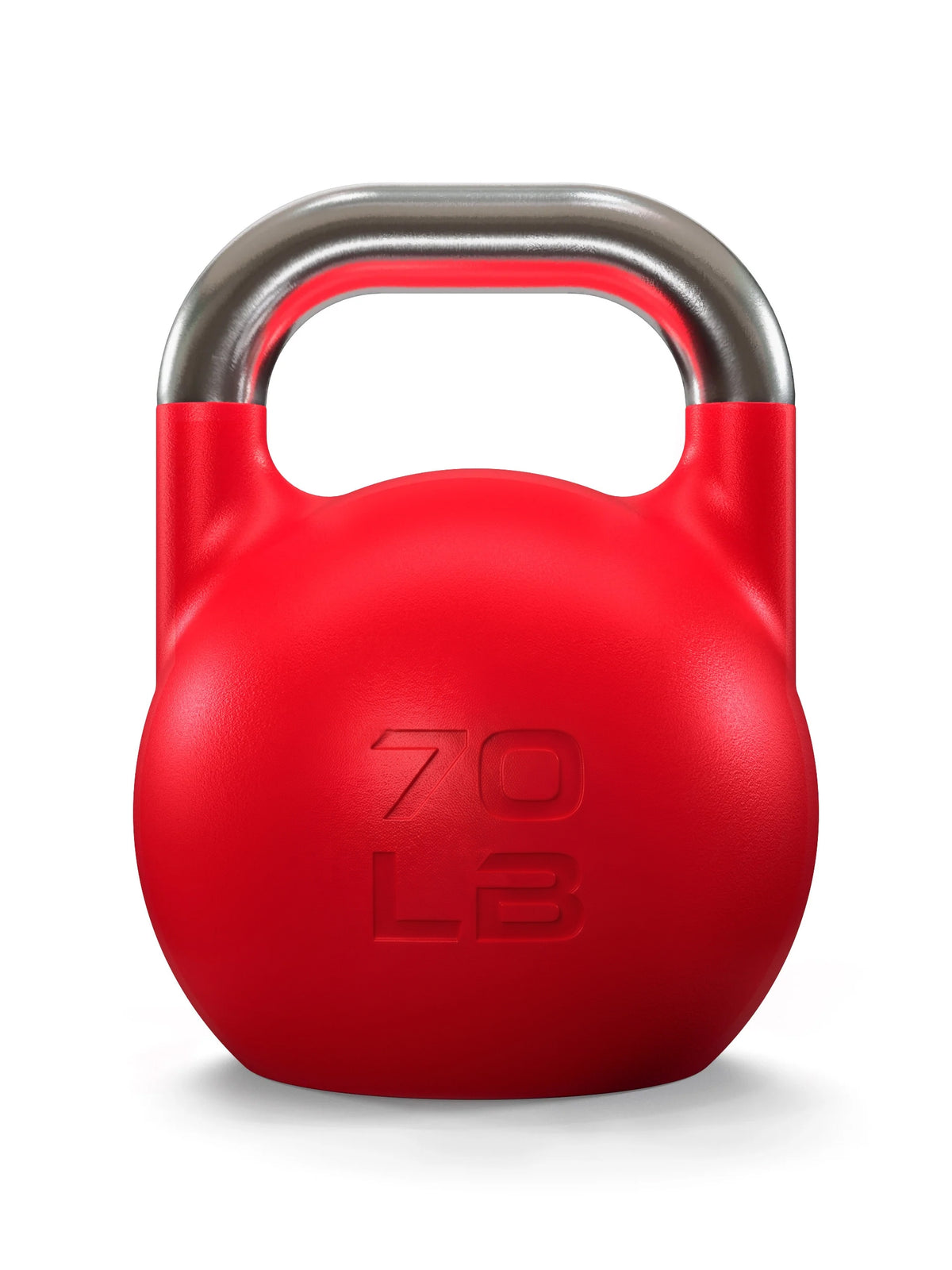Competition Kettlebell Set - Red Kettlebell, 70 lb, Silver Handle, for Competition and Functional Training