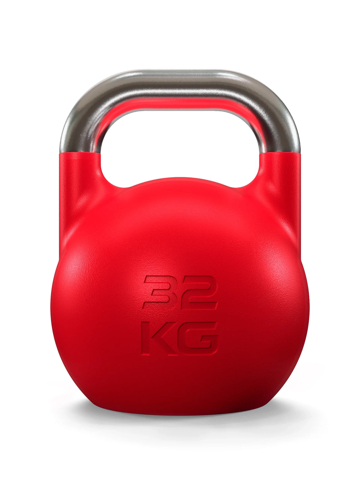 Atletica competition kettlebell 70 lb, red, rear view with embossed weight marking