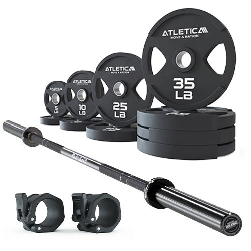 Atletica Barbell Set Delta Tripple Black with 2H Gripper Plates 210 lb and rubber collars