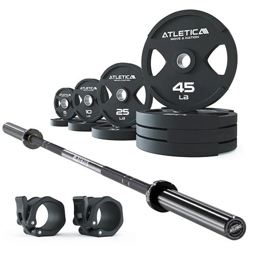 Atletica Barbell Set Delta Tripple Black with 2H Gripper Plates 255 lb and rubber collars