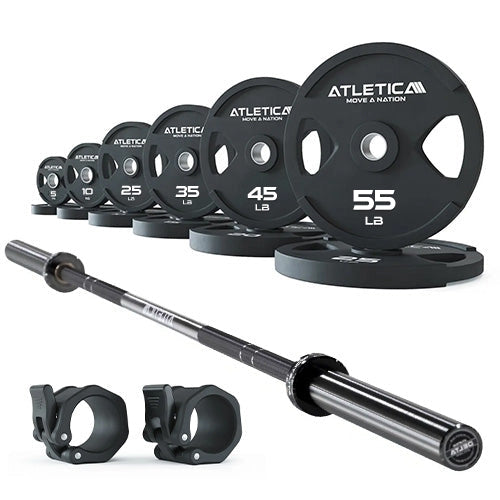 Atletica Barbell Set Delta Tripple Black with 2H Gripper Plates 340 lb and rubber collars