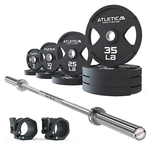 Atletica Set Sigma Barbell with 2H Gripper 220 lb Weight Plates Set and Collars