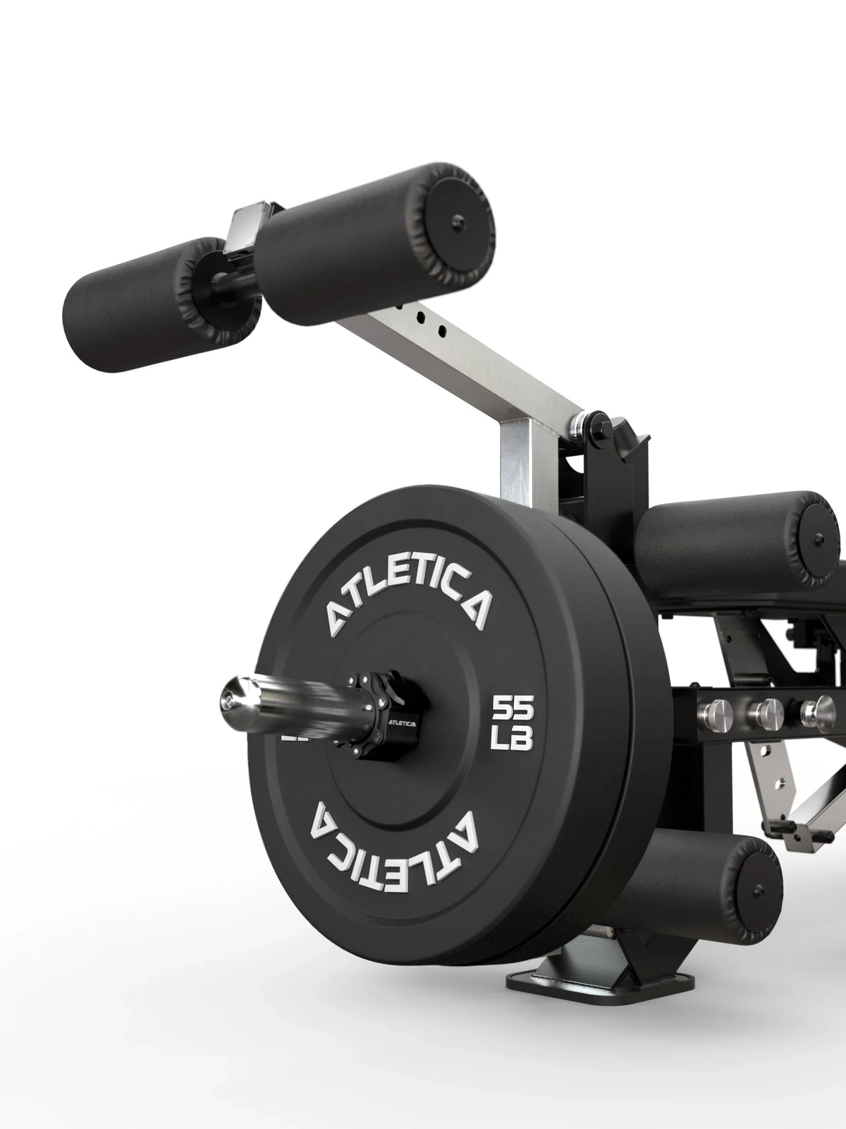 Atletica Predator EVO modular Weight Bench - EVO Leg Option loaded with Atletica Bumper Plates